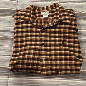 LL Bean - Men's Flannel Shirt - Medium Regular - Brown Check